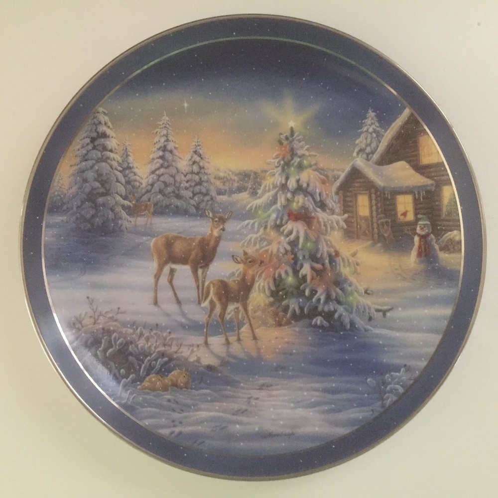 Bradford Exchange 1994 Ltd. Ed. Plate "ALL AGLOW" Deer Friends at Christmas/NEW!